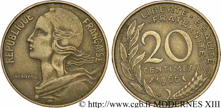 20 centimes Marianne 1966 Paris F.156/6 TTB40