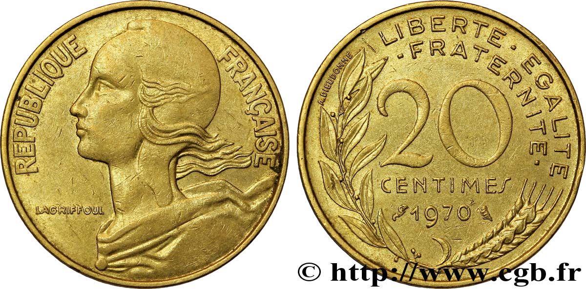 20 centimes Marianne 1970 Paris F.156/10 SUP58
