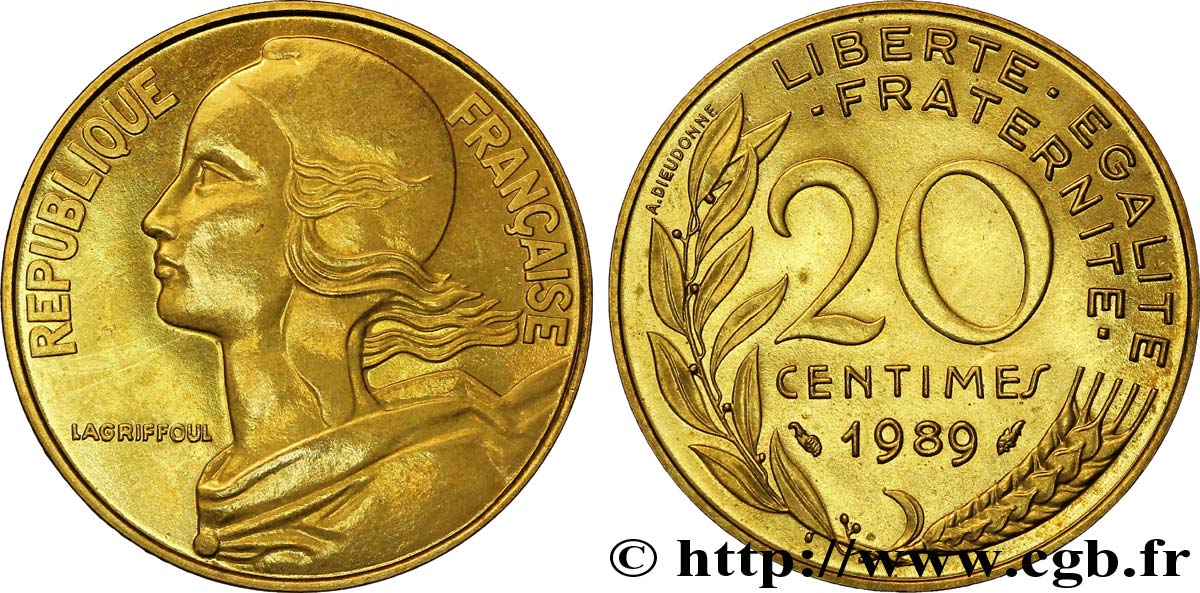 20 centimes Marianne 1989 Pessac F.156/29 SUP55