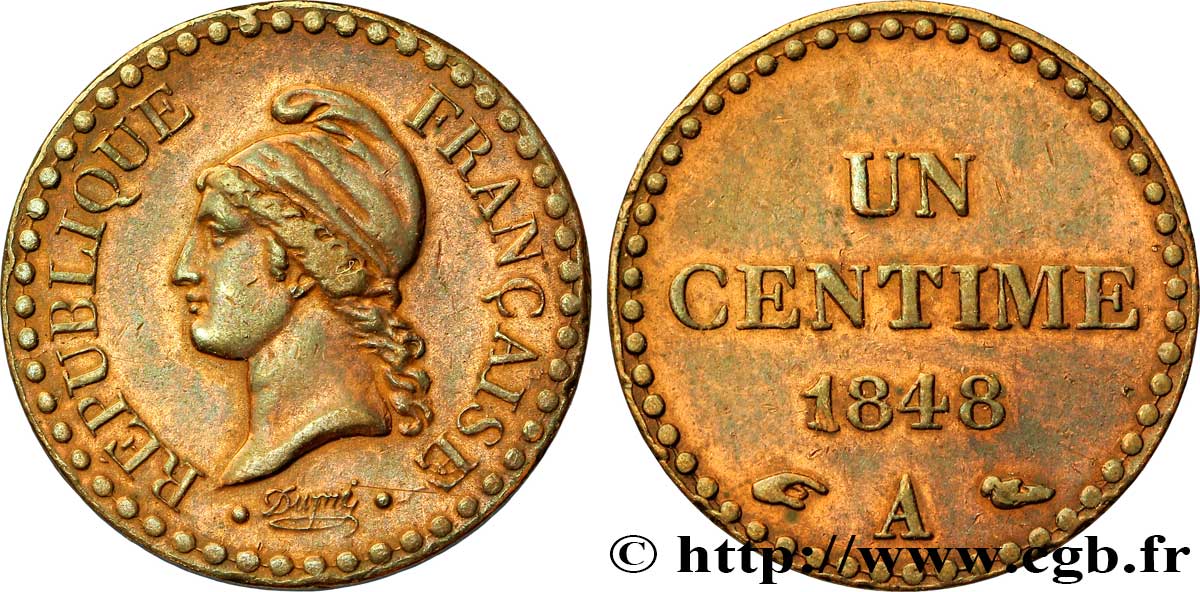Un centime Dupré, IIe République 1848 Paris F.101/1 SUP55