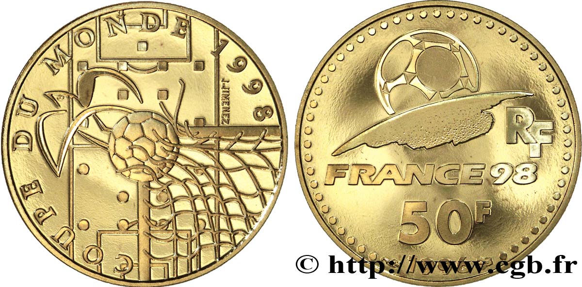 Belle Épreuve Or 50 francs - Idéal du football 1996 Paris F.1500 1 FDC70 