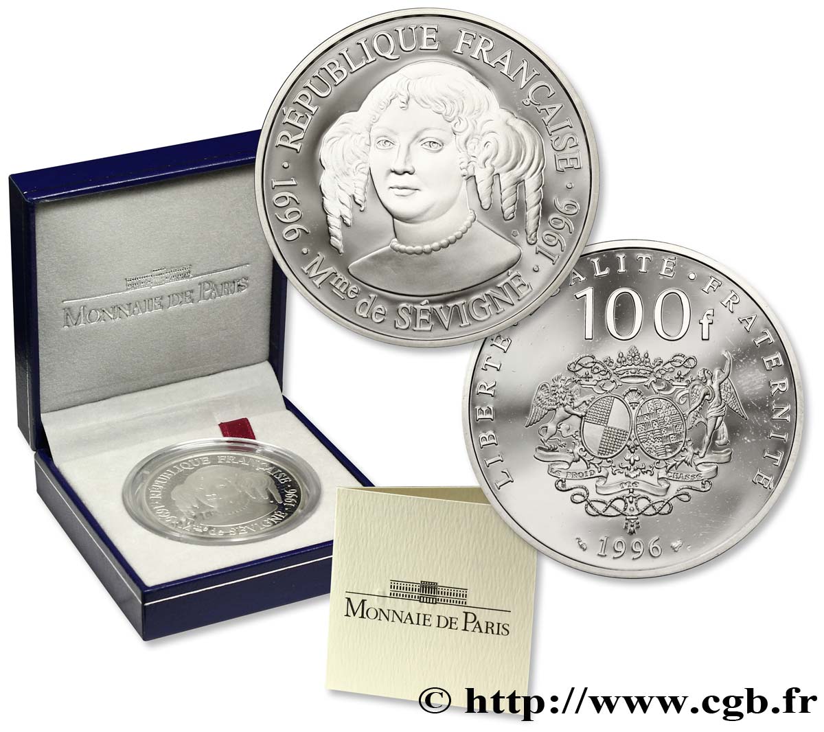 Belle Épreuve 100 francs - Madame de Sevigné 1996 Paris F./ FDC70