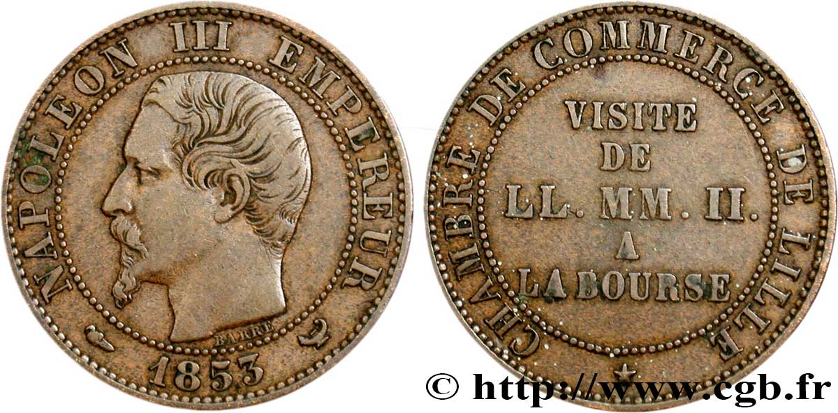 Module de cinq centimes, Visite impériale à Lille les 23 et 24 septembre 1853 1853 Lille VG.3367  SS48 