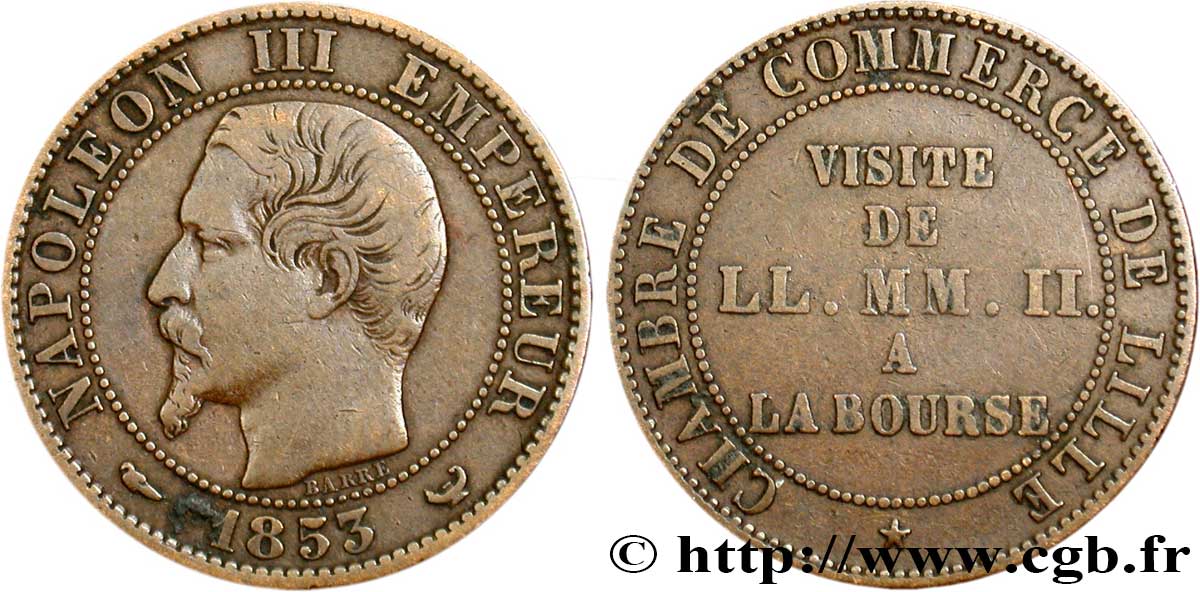 Module de cinq centimes, Visite impériale à Lille les 23 et 24 septembre 1853 1853 Lille VG.3367  TTB40 