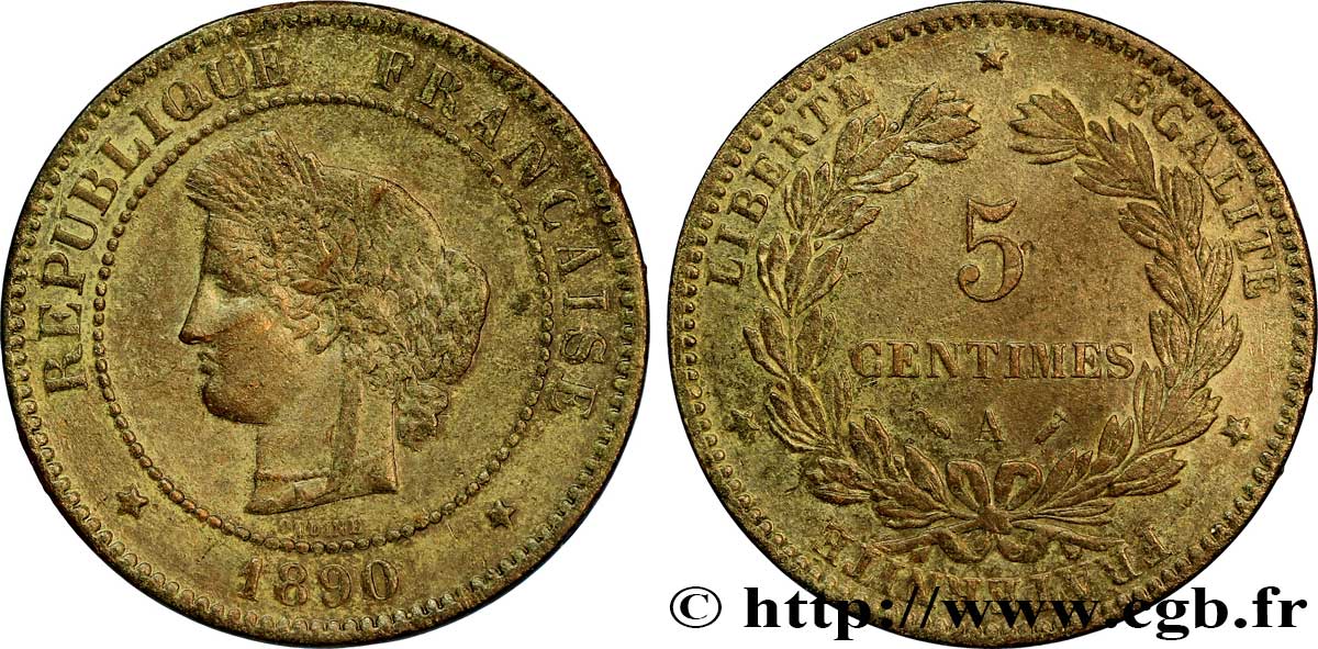 5 centimes Cérès 1890 Paris F.118/32 TTB48 