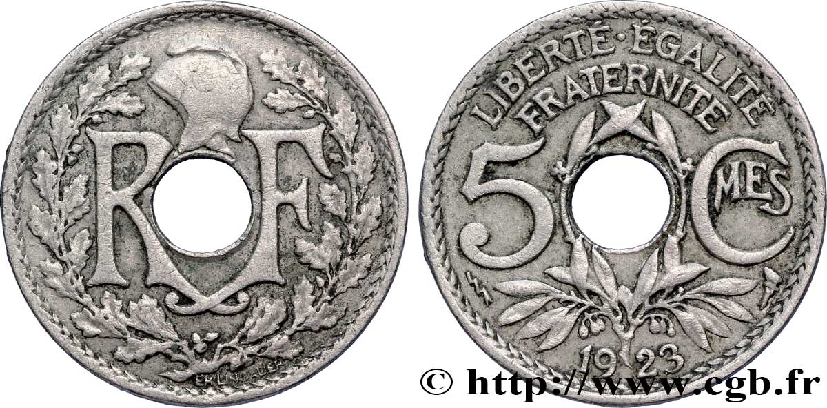5 centimes Lindauer, petit module 1923 Poissy F.122/7 TTB48 