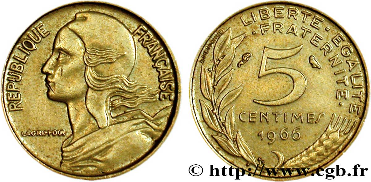 5 centimes Marianne 1966 Paris F.125/2 SUP55