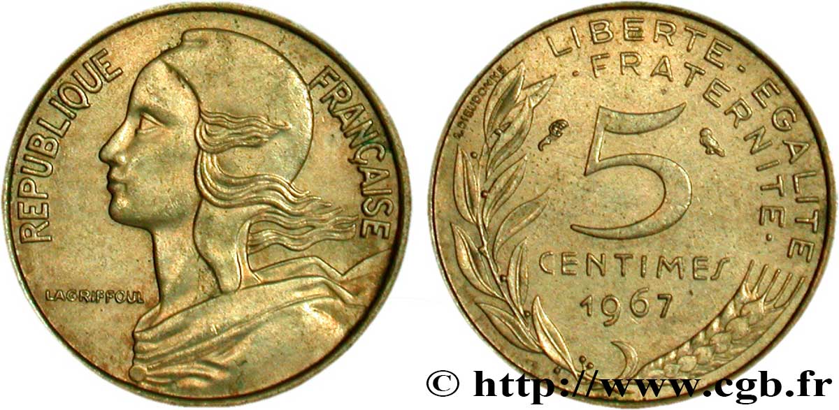 5 centimes Marianne 1967 Paris F.125/3 TTB48