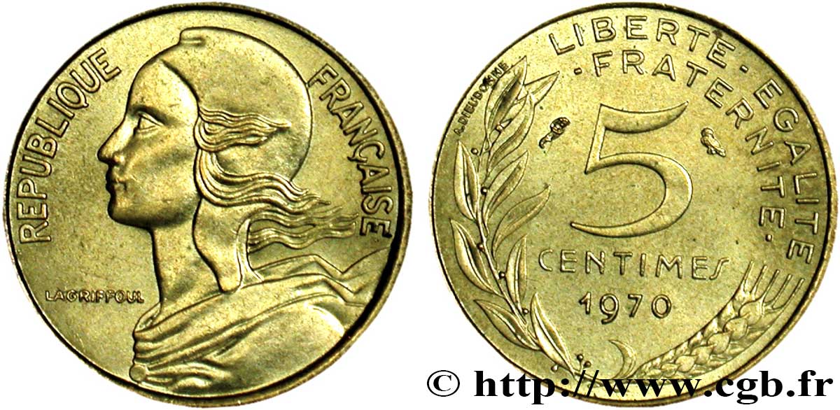 5 centimes Marianne 1970 Paris F.125/6 SUP55