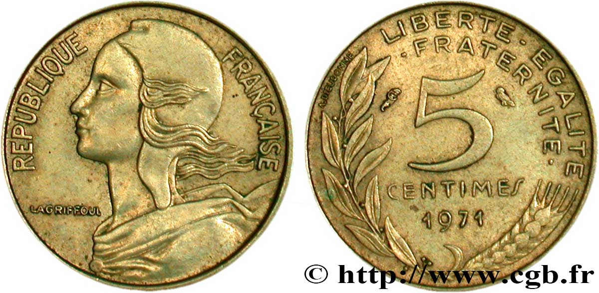 5 centimes Marianne 1971 Paris F.125/7 TTB48