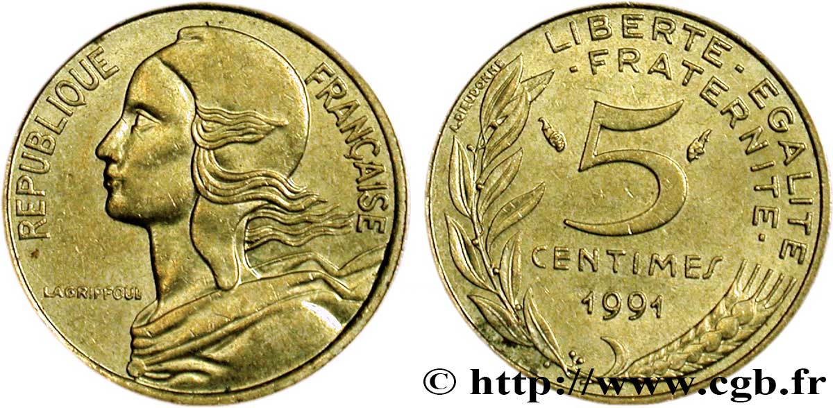 5 centimes Marianne 1991 Pessac F.125/27 SUP58