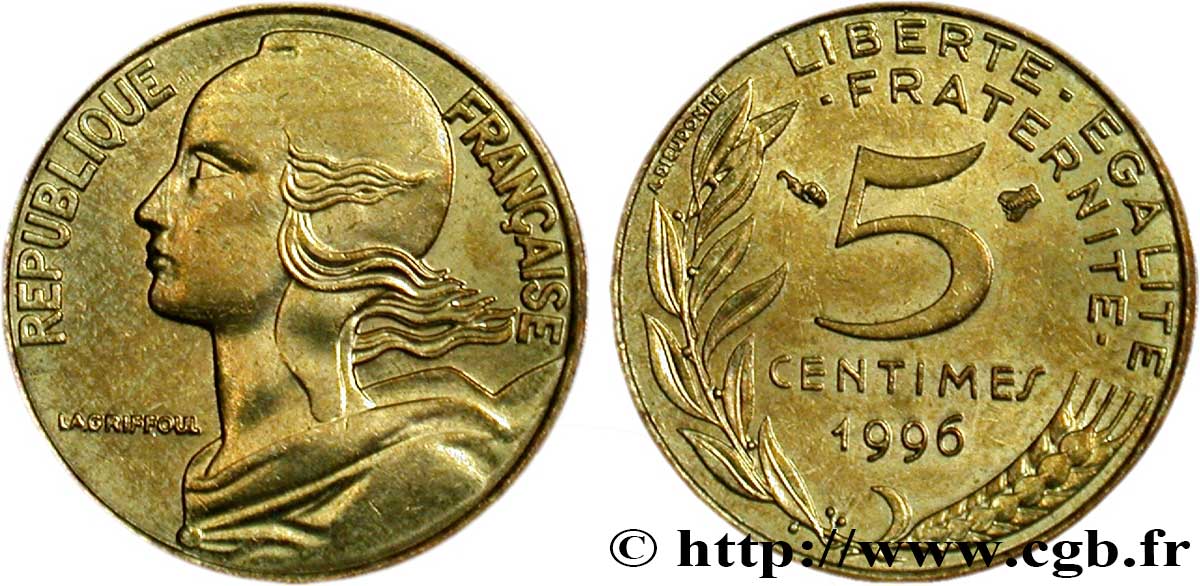 5 centimes Marianne, 3 plis 1996 Pessac F.125/38 MS63
