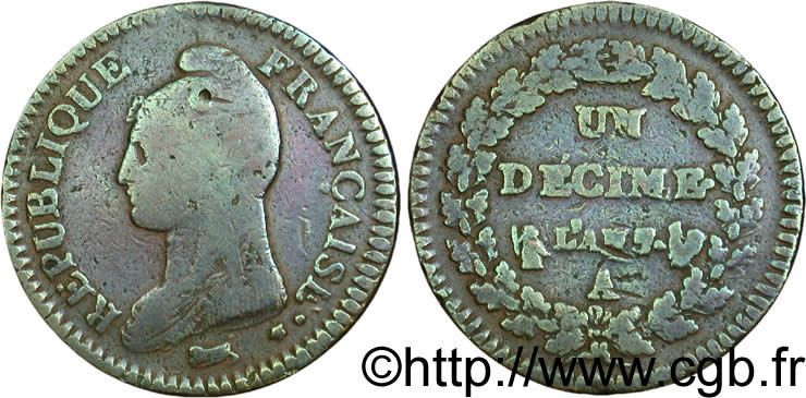 Un décime Dupré, grand module 1799 Paris F.129/22 B12