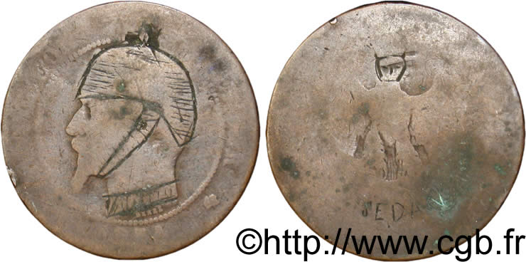 Dix centimes Napoléon III, tête nue, satirique 1854 Bordeaux F.133/15 TB20
