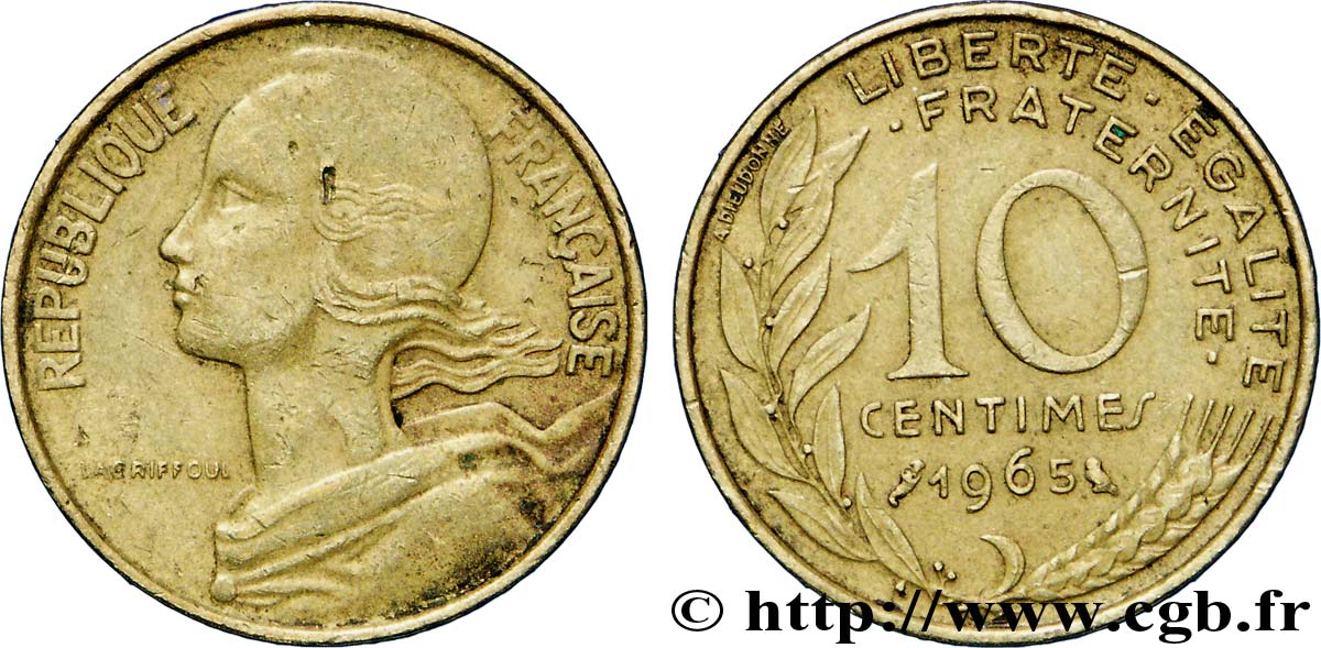 10 centimes Marianne 1965 Paris F.144/5 TB35