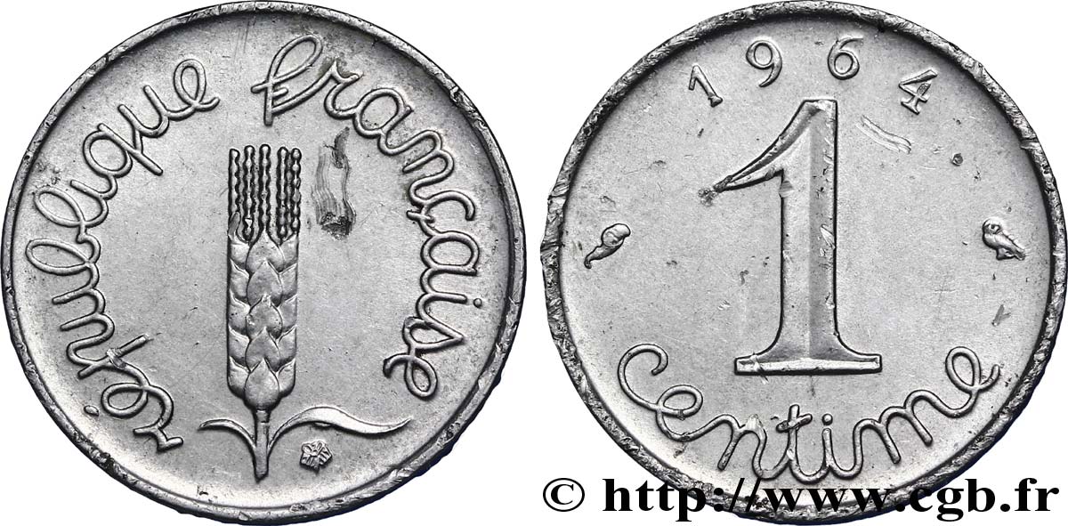 1 centime Épi, avec rebord 1964 Paris F.106/9 SUP55