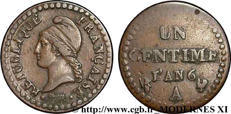 Un centime Dupré, grand 6 1798 Paris F.100/4 TB35