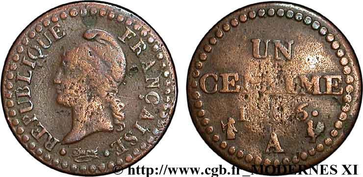Un centime Dupré, 6 normal 1798 Paris F.100/3 B12