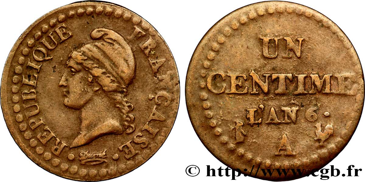 Un centime Dupré, 6 normal 1798 Paris F.100/3 TTB40