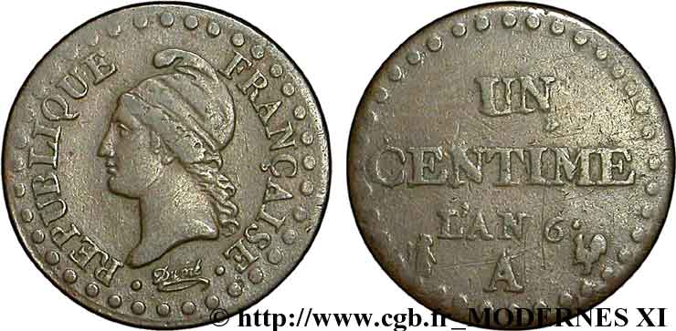 Un centime Dupré 1798 Paris F.100/13 TB35