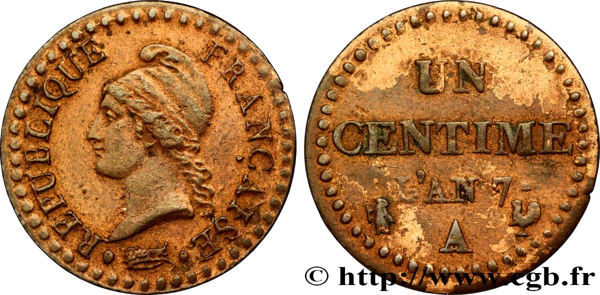 Un centime Dupré, grand 7 1799 Paris F.100/16 TTB48