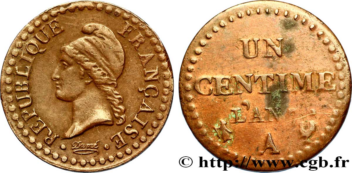 Un centime Dupré, grand 7 1799 Paris F.100/16 XF40