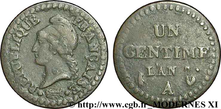 Un centime Dupré, petit 7 1799 Paris F.100/14 TB35