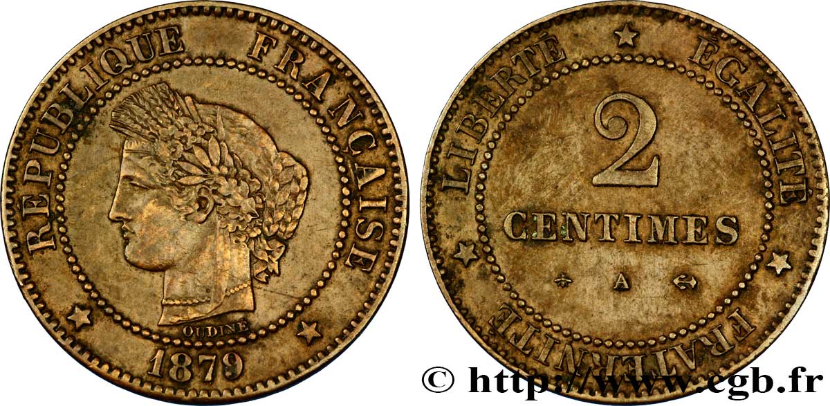 2 centimes Cérès 1879 Paris F.109/5 TTB48 