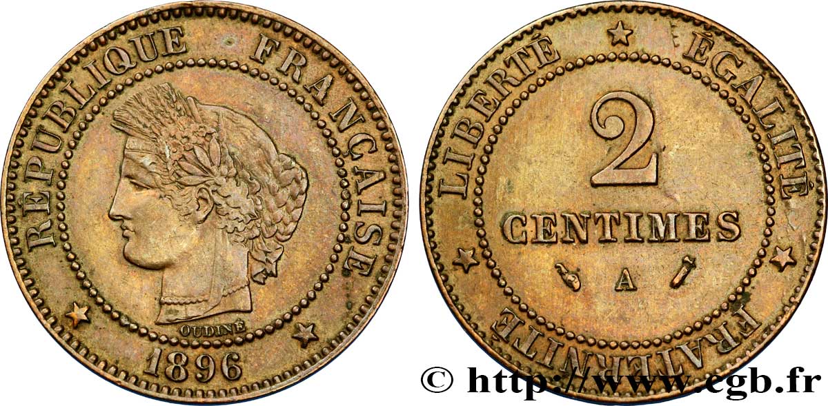 2 centimes Cérès 1896 Paris F.109/22 TTB54 