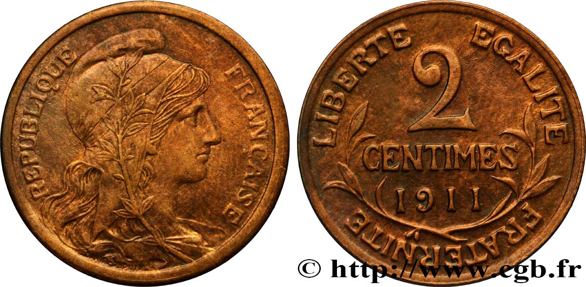 2 centimes Daniel-Dupuis 1911 Paris F.110/14 EBC55 