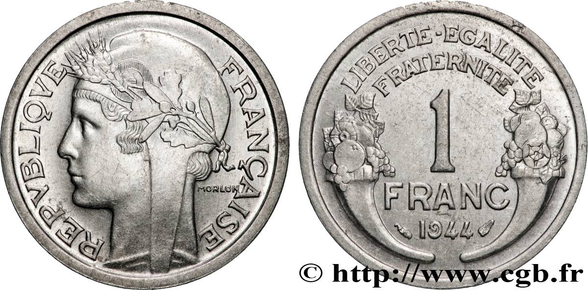 1 franc Morlon, légère 1944 Paris F.221/3 SUP60