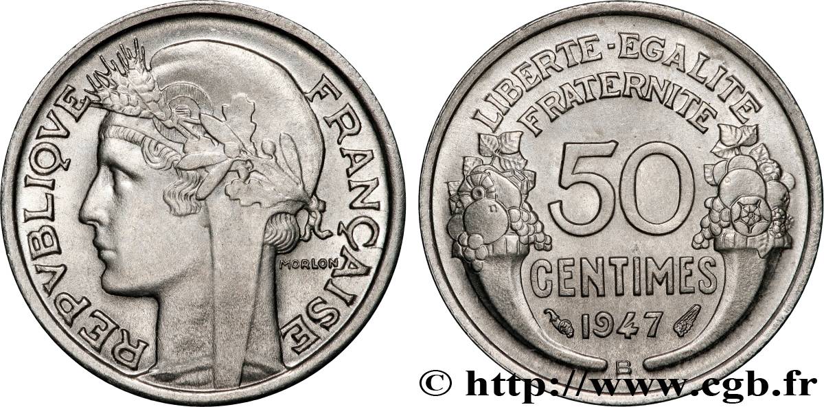 50 centimes Morlon, légère 1947 Beaumont-le-Roger F.194/11 SPL64