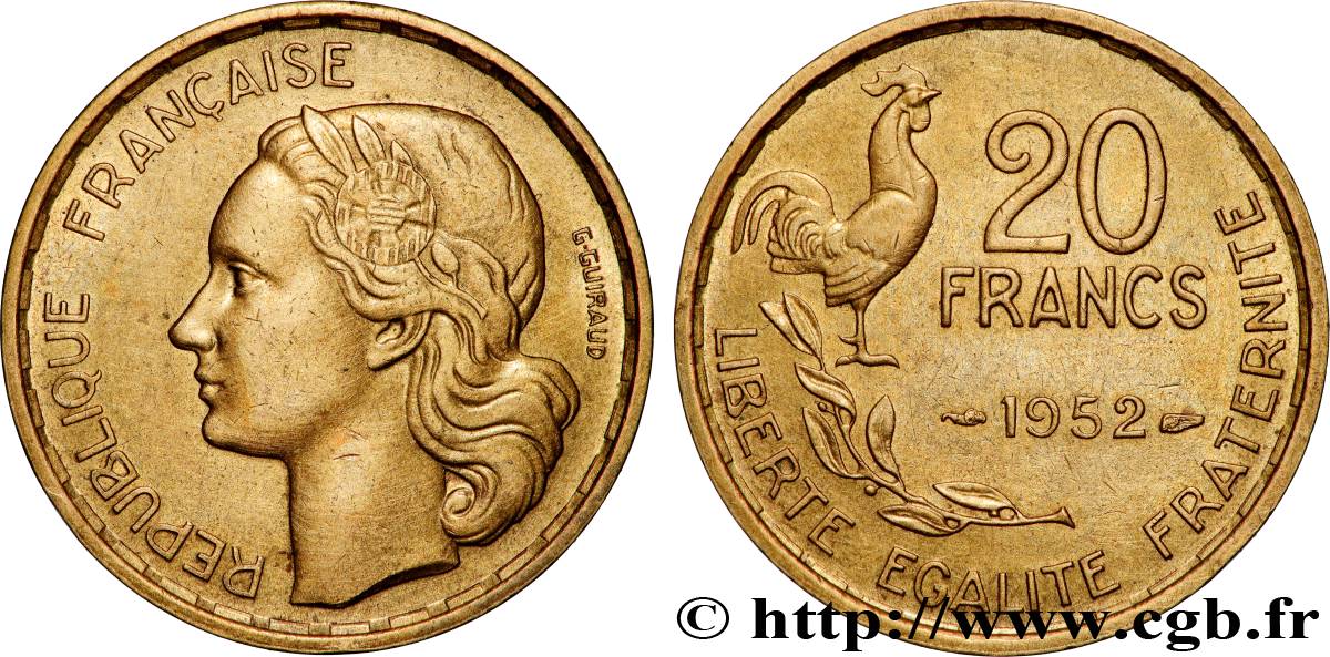 20 francs G. Guiraud 1952  F.402/9 SUP