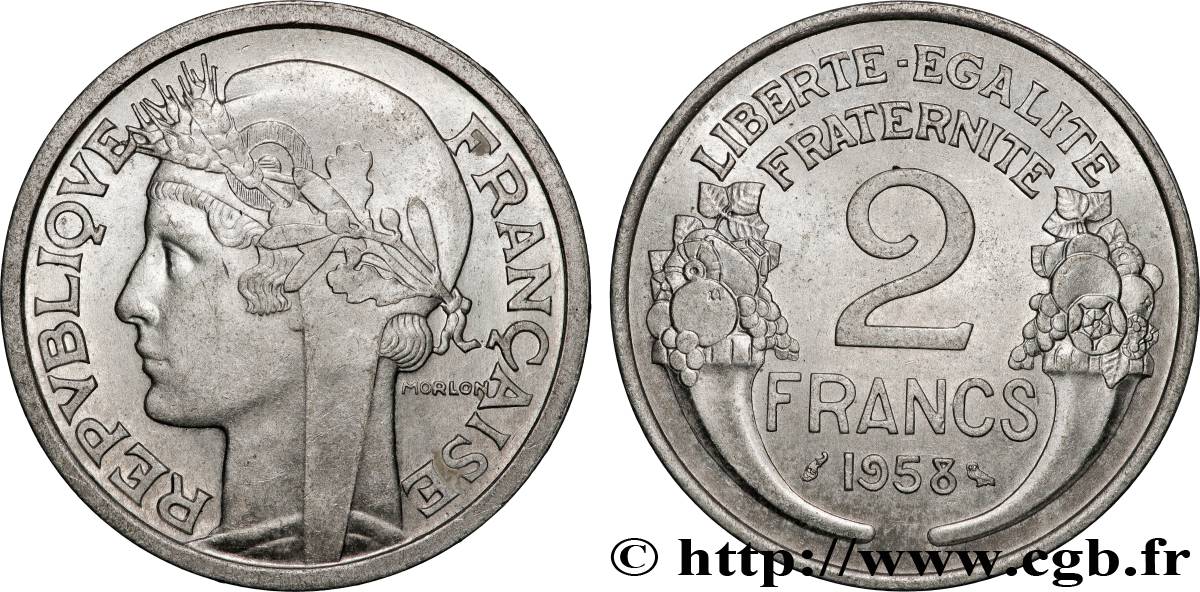 2 francs Morlon, aluminium 1958 F.269/18 SUP+
