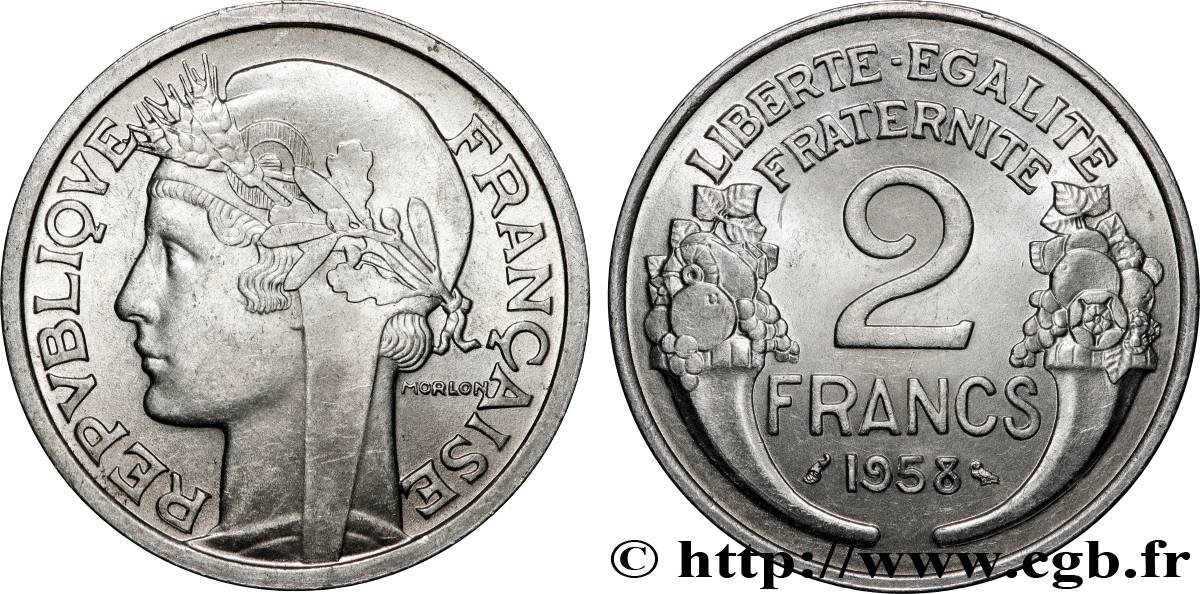 2 francs Morlon, aluminium 1958 F.269/18 SUP+