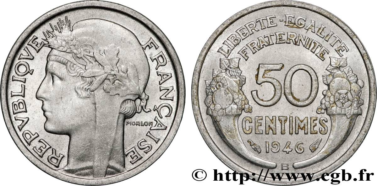 50 centimes Morlon, légère 1946 Beaumont-le-Roger F.194/9 MS62