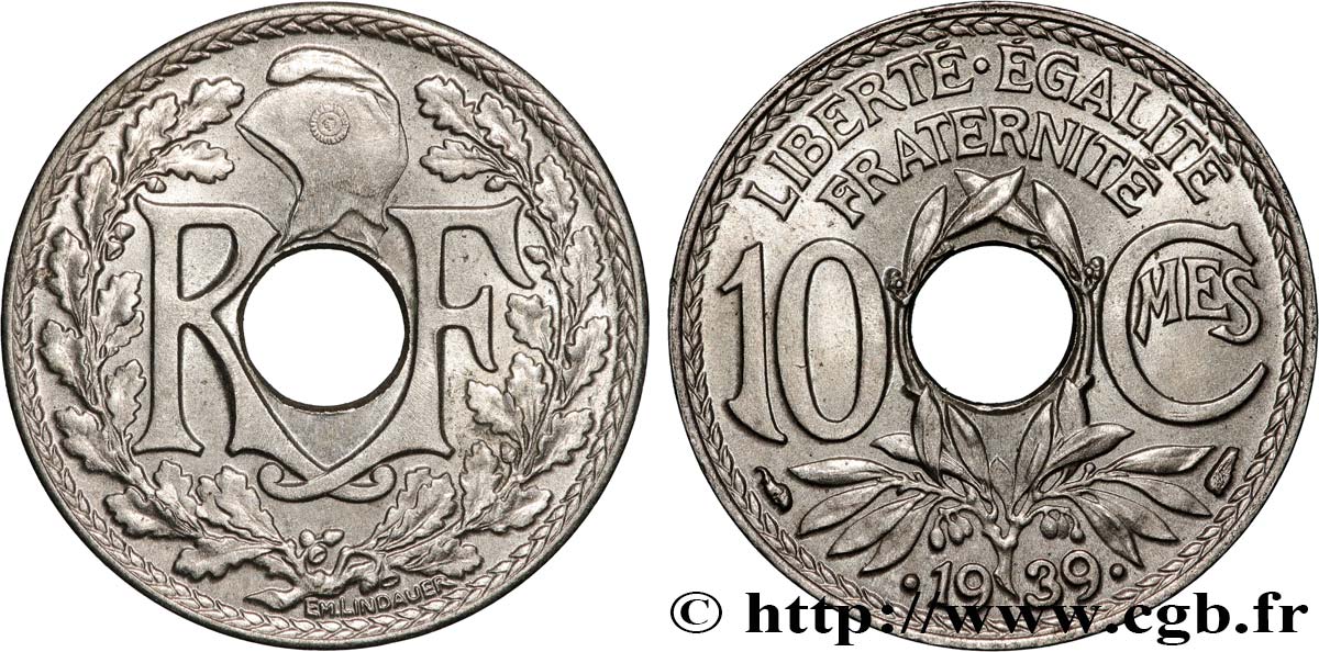 10 centimes Lindauer, maillechort 1939 F.139/3 SUP+