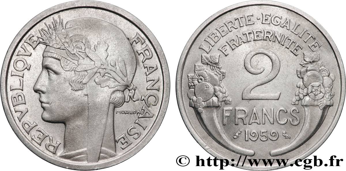2 francs Morlon, aluminium 1959 F.269/19 SUP+