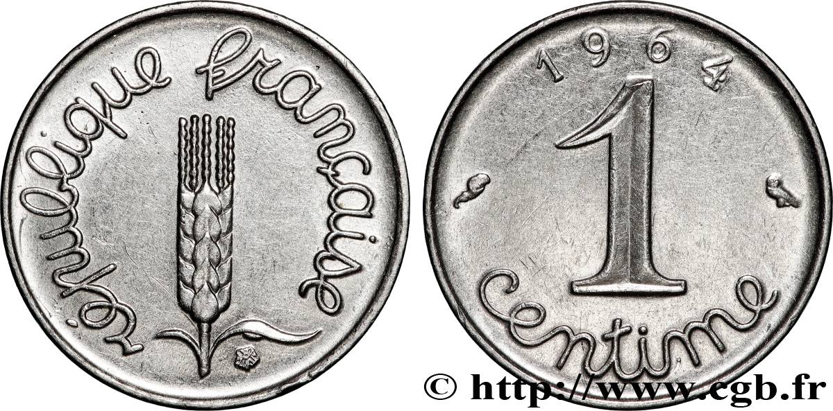 1 centime Épi, avec rebord 1964 Paris F.106/9 TTB