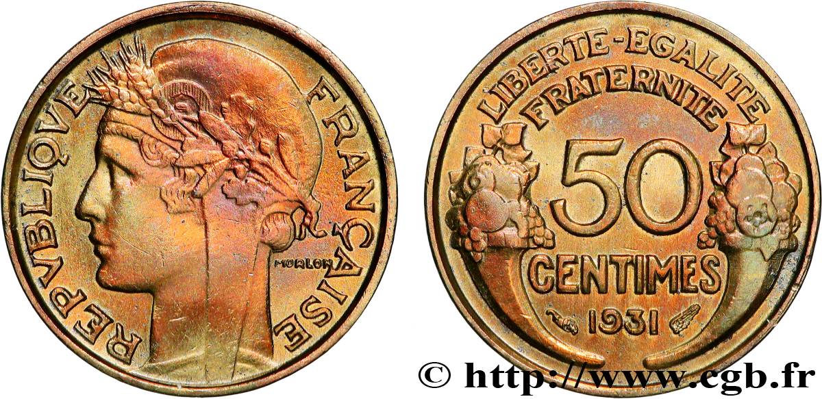 50 centimes Morlon, avec raisin sans fruit 1931 F.192/4 SUP