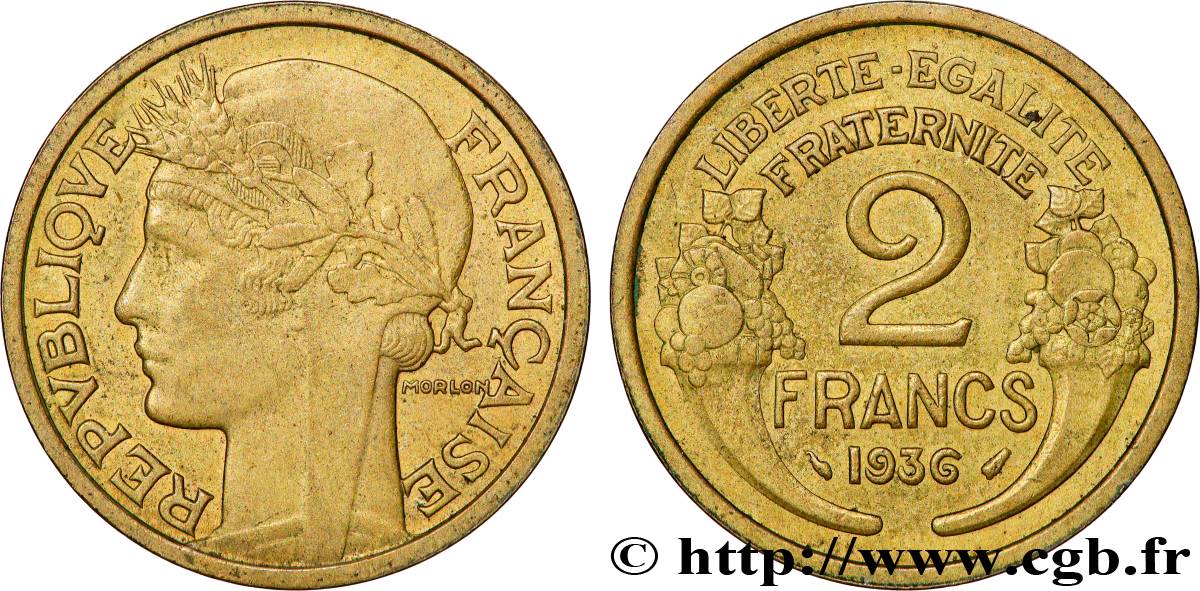 2 francs Morlon 1936 F.268/9 TTB+