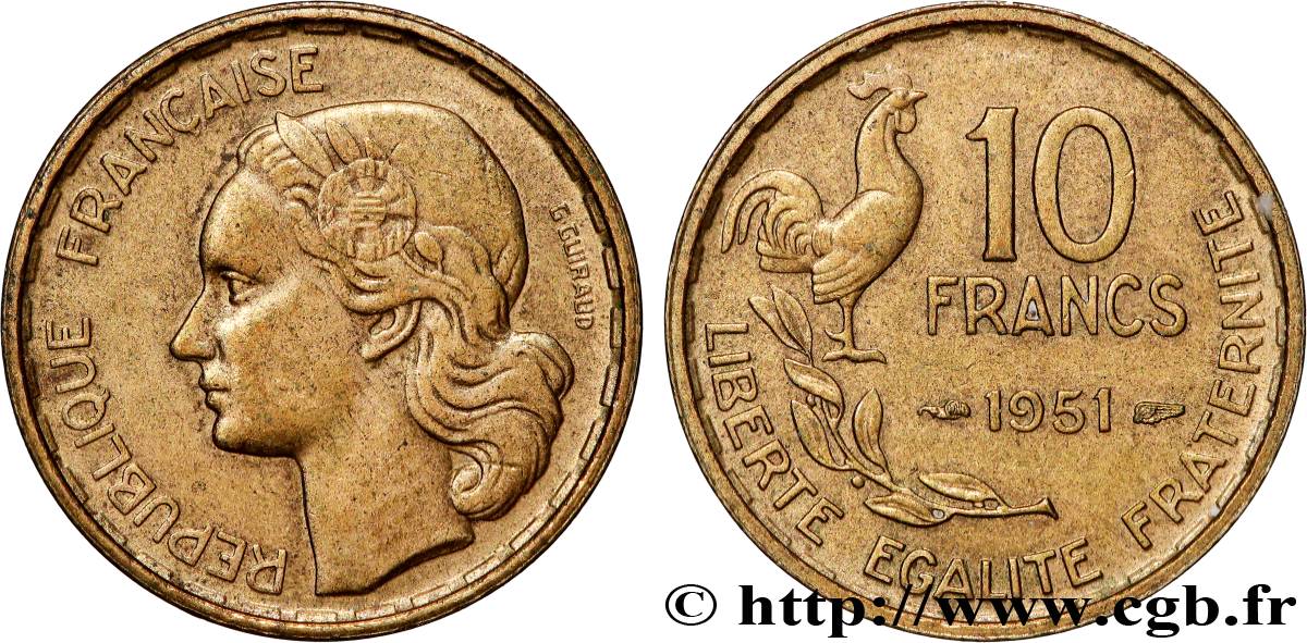 10 francs Guiraud 1951  F.363/4 AU