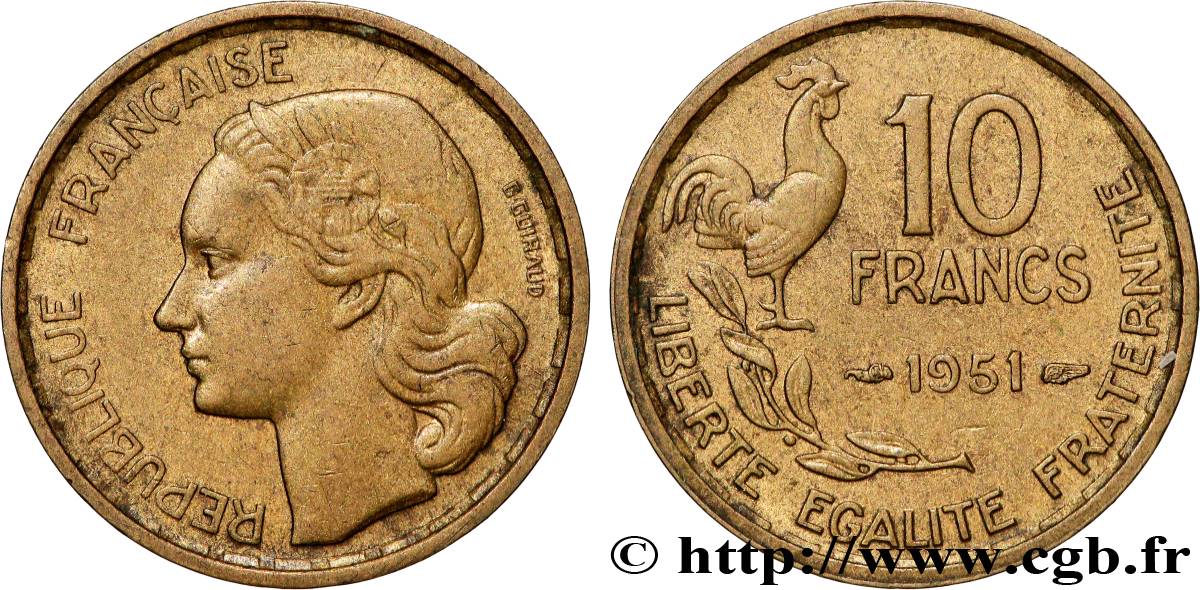 10 francs Guiraud 1951 F.363/4 TTB+