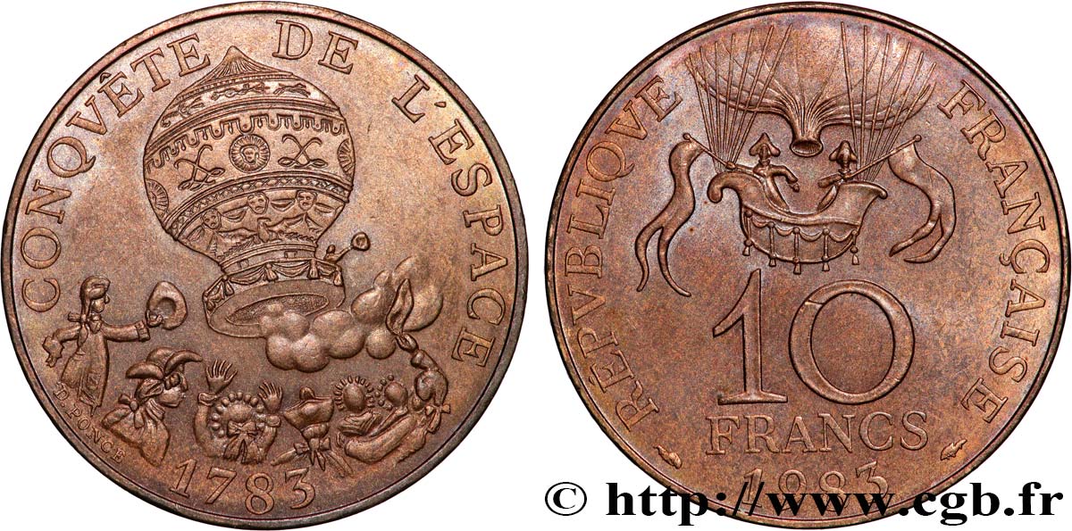 10 francs Conquête de l’Espace, Tranche A 1983 F.367/2 SPL