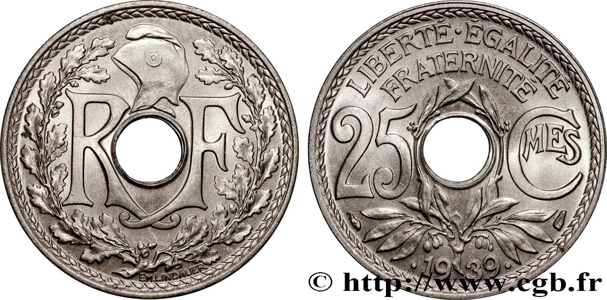25 centimes Lindauer, maillechort 1939 F.172/3 FDC65