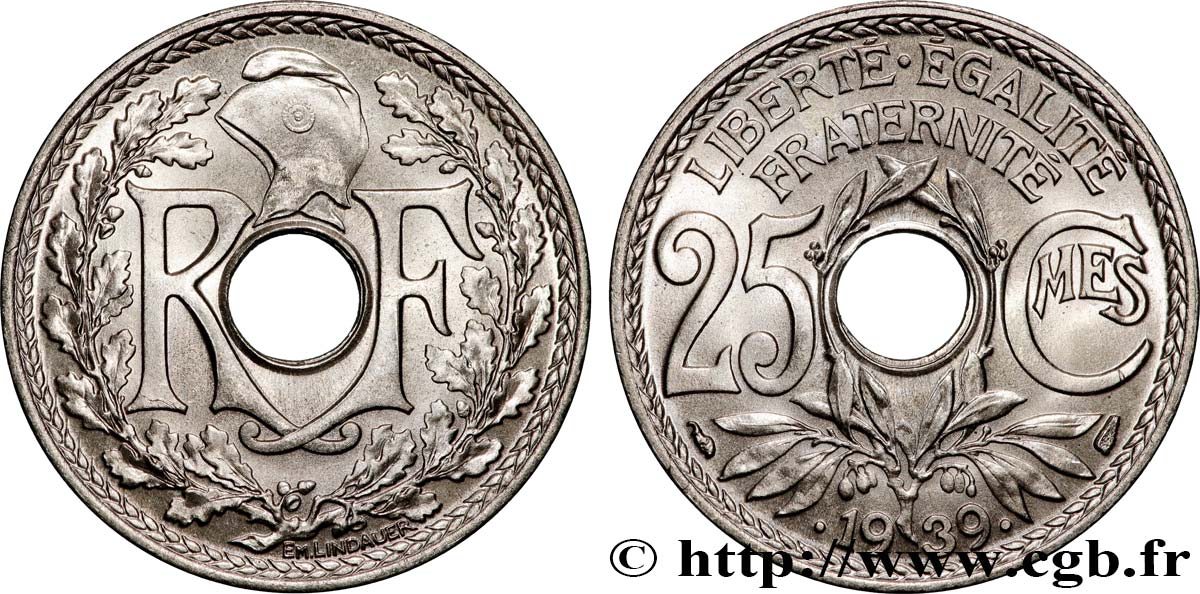25 centimes Lindauer, maillechort 1939 F.172/3 FDC65