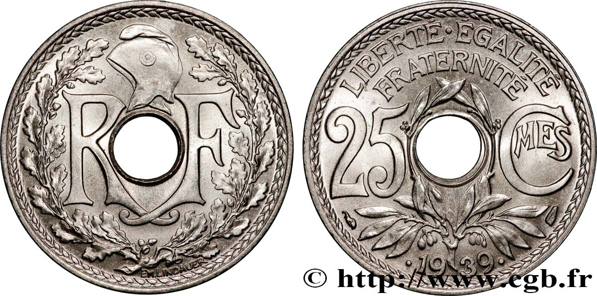 25 centimes Lindauer, maillechort 1939 F.172/3 FDC65