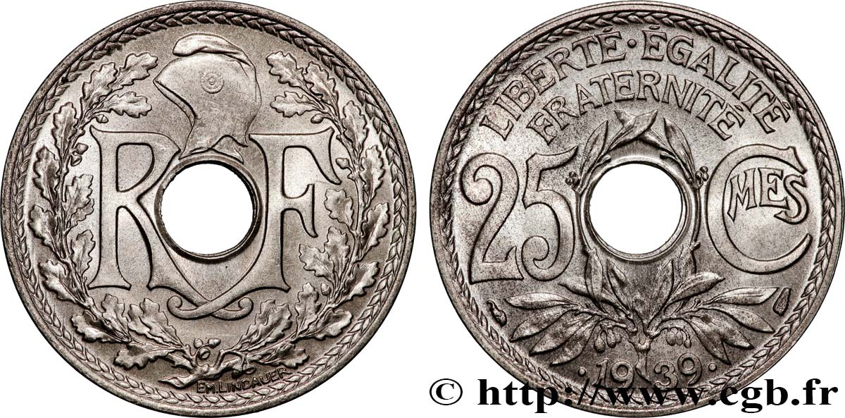 25 centimes Lindauer, maillechort 1939 F.172/3 FDC65
