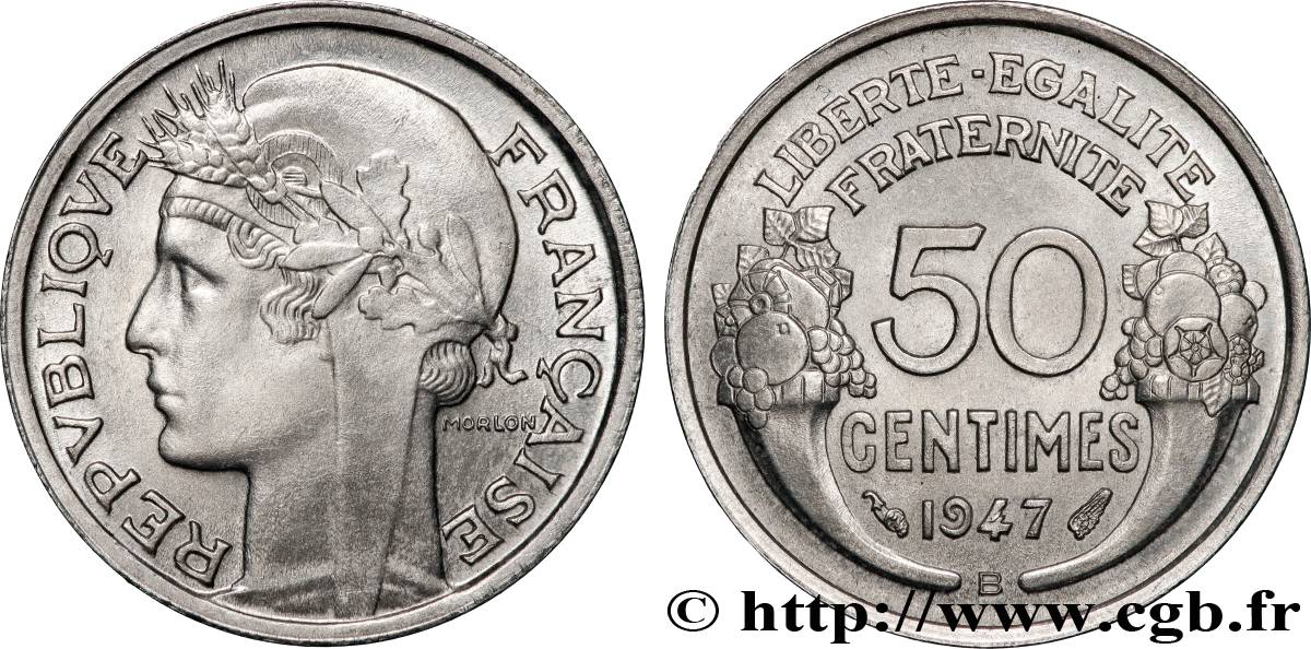 50 centimes Morlon, légère 1947 Beaumont-le-Roger F.194/11 SPL64