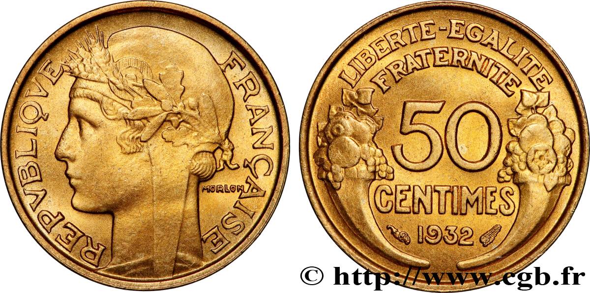 50 centimes Morlon, avec raisin, 9 et 2 ouverts 1932 F.192/7 FDC65